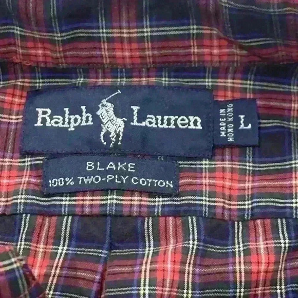 Ralph Lauren Shirt Blake Size Large Red Black Plaid Mens Button Down Long Sleeve - Picture 3 of 3